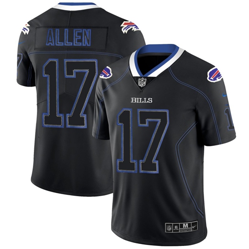 Bills #17 Josh Allen Lights Out Black Men's Stitched Limited Rush Jersey