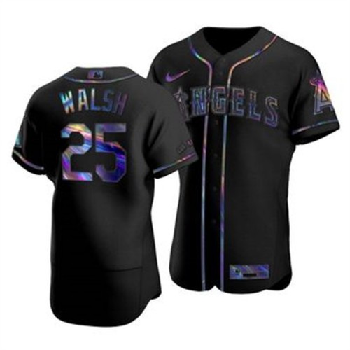 Los Angeles Los Angeles Angels #25 Jared Walsh Men's Iridescent Holographic Collection Jersey - Black Men's
