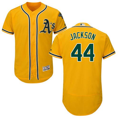 Oakland Athletics #44 Reggie Jackson Gold Flexbase Authentic Collection Stitched Jersey Men's