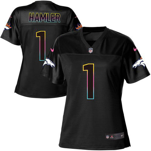 Broncos #1 KJ Hamler Black Women's Fashion Game Jersey
