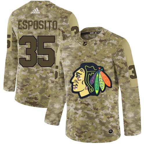 Adidas Chicago Blackhawks #35 Tony Esposito Camo Authentic Stitched Jersey Men's