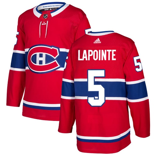 Adidas Montreal Canadiens #5 Guy Lapointe Red Home Authentic Stitched Jersey Men's
