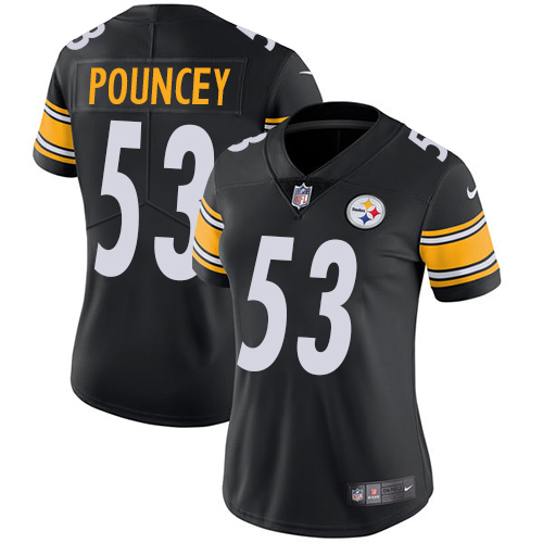 Pittsburgh Steelers #53 Maurkice Pouncey Black Team Color Women's Stitched Vapor Untouchable Limited Jersey Womens