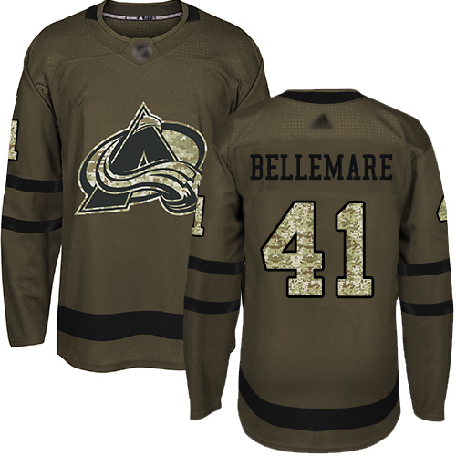 Adidas Colorado Avalanche #41 Pierre-Edouard Bellemare Green Salute to Service Stitched Youth Jersey Youth