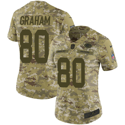 Green Bay Packers #80 Jimmy Graham Camo Women's Stitched Limited 2018 Salute to Service Jersey Womens