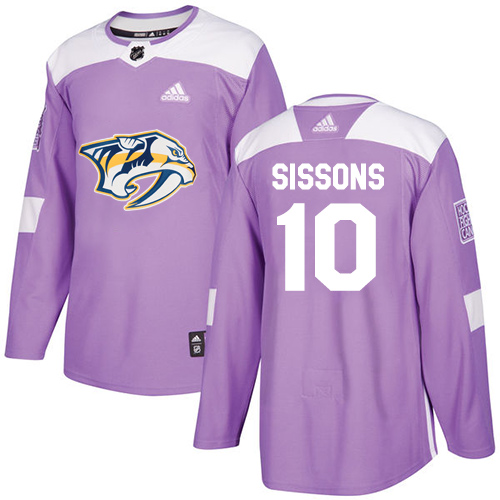 Adidas Nashville Predators #10 Colton Sissons Purple Authentic Fights Cancer Stitched Jersey Men's