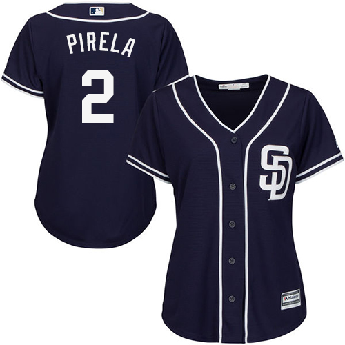 San Diego Padres #2 Jose Pirela Navy Blue Alternate Women's Stitched Jersey Womens