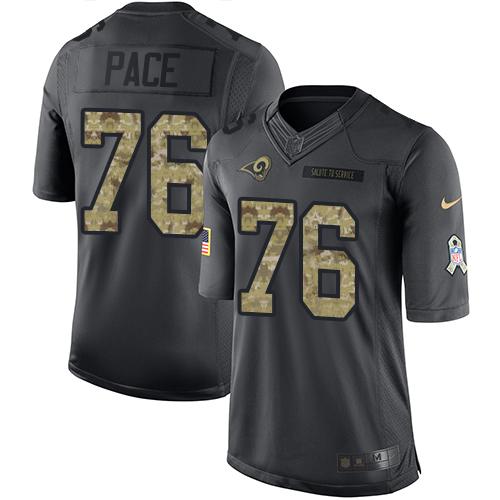 Los Angeles Rams #76 Orlando Pace Black Men's Stitched Limited 2016 Salute to Service Jersey Men's