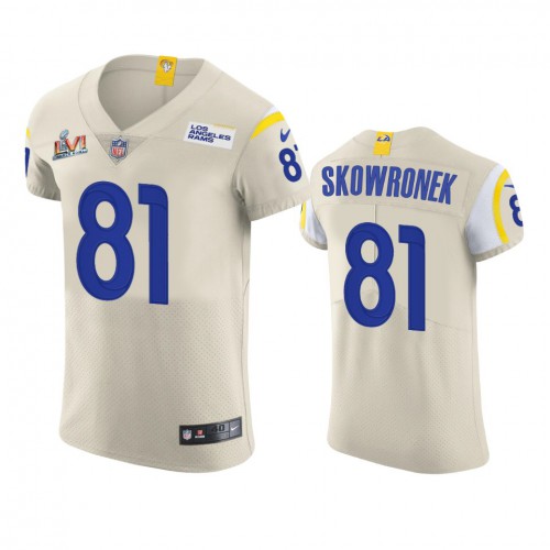 Los Angeles Los Angeles Rams #81 Ben Skowronek Men's Super Bowl LVI Patch Vapor Elite Player Jersey - Bone Men's