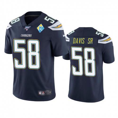 Los Angeles Los Angeles Chargers #58 Thomas Davis Sr Navy 60th Anniversary Vapor Limited Jersey Men's