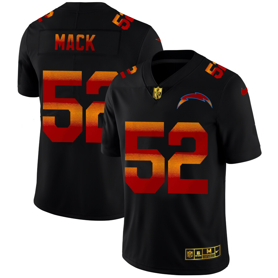 Los Angeles Chargers #52 Khalil Mack Men's Black Red Orange Stripe Vapor Limited Jersey