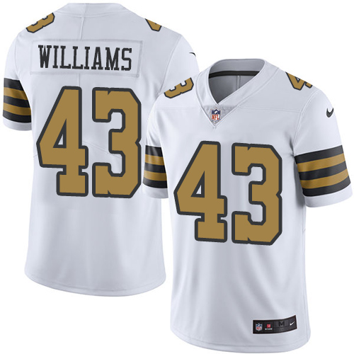 New Orleans Saints #43 Marcus Williams White Men's Stitched Limited Rush Jersey Men's