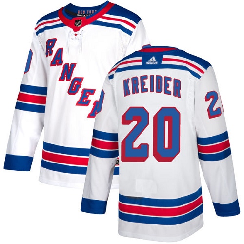 Adidas New York Rangers #20 Chris Kreider White Road Authentic Stitched Youth Jersey Youth