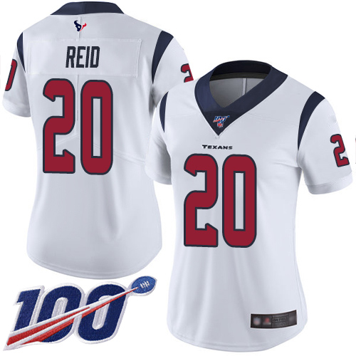 Houston Texans #20 Justin Reid White Women's Stitched 100th Season Vapor Limited Jersey Womens