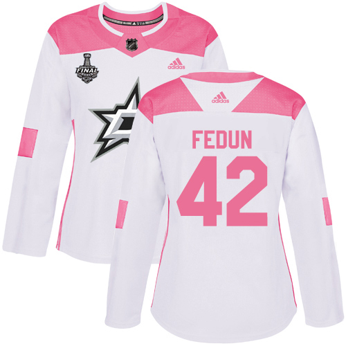Adidas Dallas Stars #42 Taylor Fedun White/Pink Authentic Fashion Women's 2020 Stanley Cup Final Stitched Jersey Womens