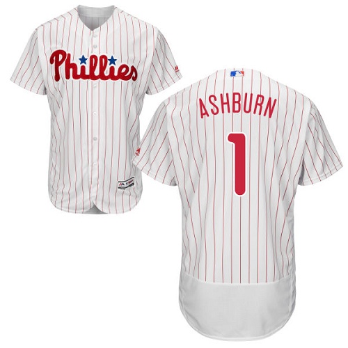Philadelphia Phillies #1 Richie Ashburn White(Red Strip) Flexbase Authentic Collection Stitched Jersey Men's