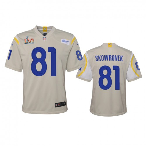 Los Angeles Los Angeles Rams #81 Ben Skowronek Youth Super Bowl LVI Patch Game Jersey - Bone Youth