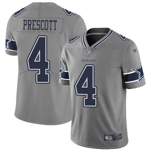 Cowboys #4 Dak Prescott Gray Men's Stitched Limited Inverted Legend Jersey