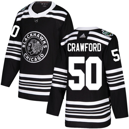 Adidas Chicago Blackhawks #50 Corey Crawford Black Authentic 2019 Winter Classic Stitched Jersey Men's