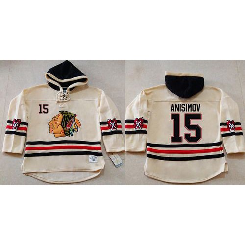 Chicago Blackhawks #15 Artem Anisimov Cream Heavyweight Pullover Hoodie Stitched Jersey Men's