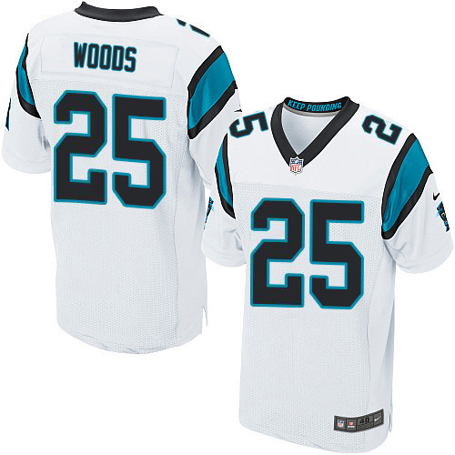 Panthers #25 Xavier Woods White Men's Stitched New Elite Jersey