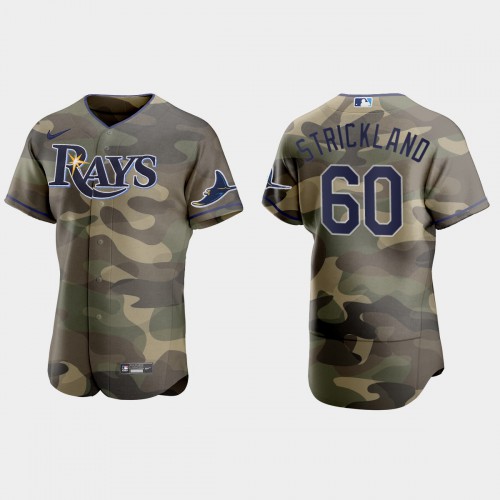 Tampa Bay Tampa Bay Rays #60 Hunter Strickland Men's 2021 Armed Forces Day Authentic Jersey -Camo Men's
