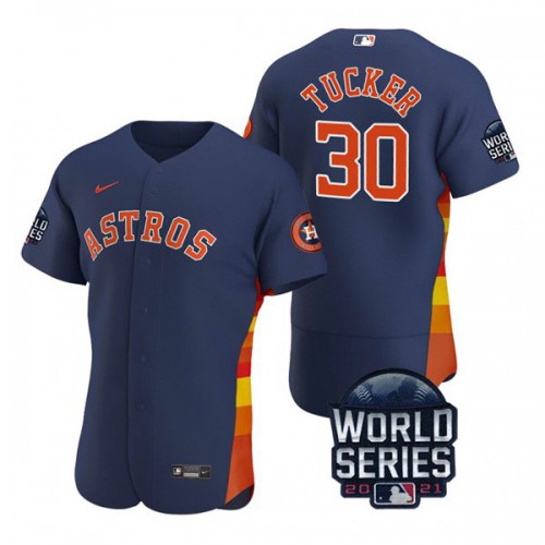 Houston Houston Astros #30 Kyle Tucker Men's 150th Anniversary 2021 World Series Authentic Jersey - Navy Men's