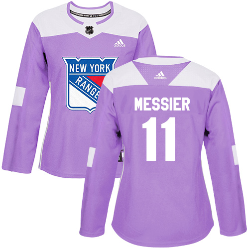 Adidas New York Rangers #11 Mark Messier Purple Authentic Fights Cancer Women's Stitched Jersey Womens