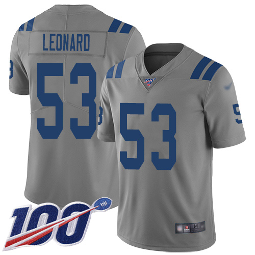 Indianapolis Colts #53 Darius Leonard Gray Youth Stitched Limited Inverted Legend 100th Season Jersey Youth