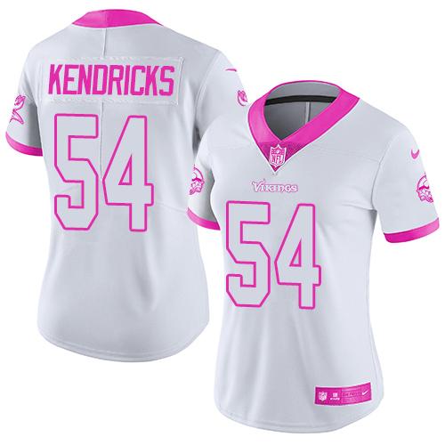 Minnesota Vikings #54 Eric Kendricks White/Pink Women's Stitched Limited Rush Fashion Jersey Womens