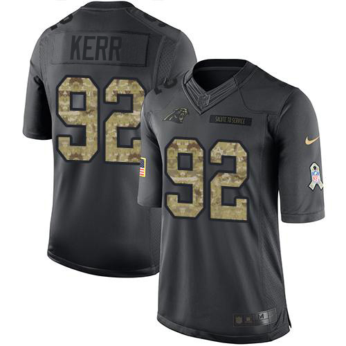 Carolina Panthers #92 Zach Kerr Black Youth Stitched Limited 2016 Salute to Service Jersey Youth