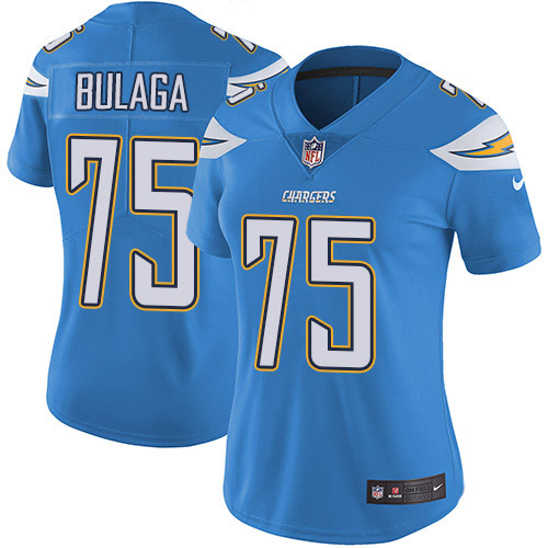 Los Angeles Chargers #75 Bryan Bulaga Electric Blue Alternate Women's Stitched Vapor Untouchable Limited Jersey Womens