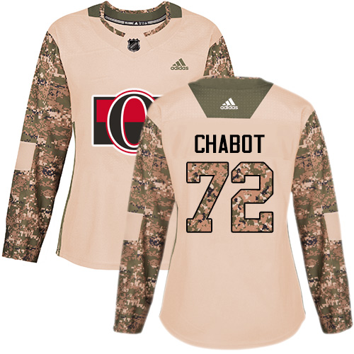 Adidas Ottawa Senators #72 Thomas Chabot Camo Authentic 2017 Veterans Day Women's Stitched Jersey Womens