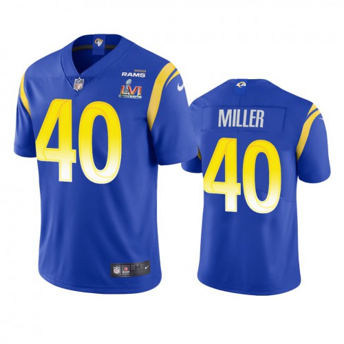 Los Angeles Los Angeles Rams #40 Von Miller Men's Super Bowl LVI Patch Vapor Limited Jersey - Royal Men's