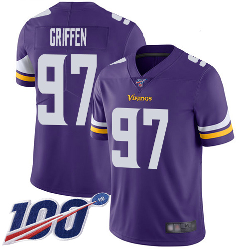 Minnesota Vikings #97 Everson Griffen Purple Team Color Men's Stitched 100th Season Vapor Limited Jersey Men's