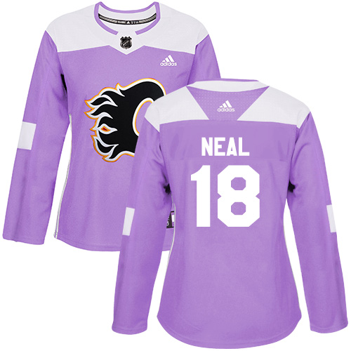 Adidas Calgary Flames #18 James Neal Purple Authentic Fights Cancer Women's Stitched Jersey Womens