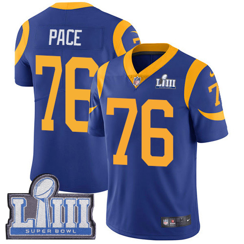 Los Angeles Rams #76 Orlando Pace Royal Blue Alternate Super Bowl LIII Bound Men's Stitched Vapor Untouchable Limited Jersey Men's
