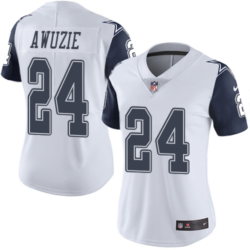 Dallas Cowboys #24 Chidobe Awuzie White Women's Stitched Limited Rush Jersey Womens
