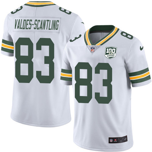Green Bay Packers #83 Marquez Valdes-Scantling White Men's 100th Season Stitched Vapor Untouchable Limited Jersey Men's