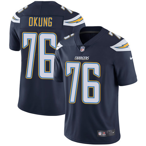 Los Angeles Chargers #76 Russell Okung Navy Blue Team Color Men's Stitched Vapor Untouchable Limited Jersey Men's