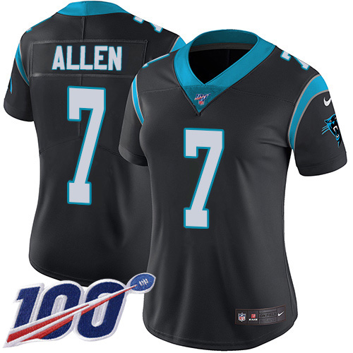 Carolina Panthers #7 Kyle Allen Black Team Color Women's Stitched 100th Season Vapor Limited Jersey Womens