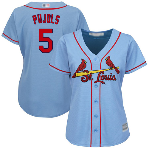 St.Louis Cardinals #5 Albert Pujols Light Blue Alternate Women's Stitched Jersey Womens