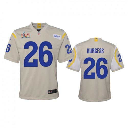 Los Angeles Los Angeles Rams #26 Terrell Burgess Youth Super Bowl LVI Patch Game Jersey - Bone Youth