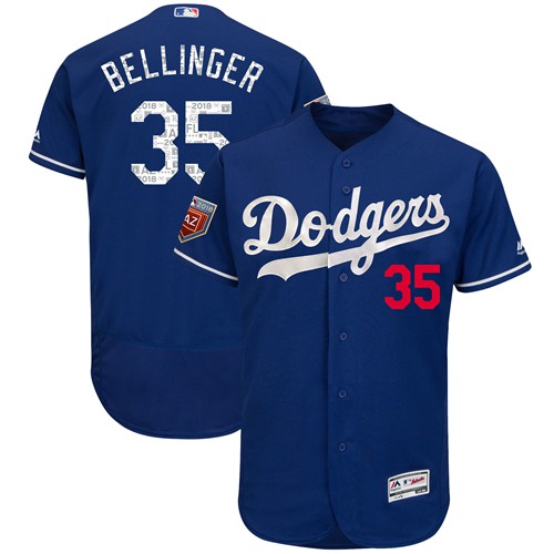 Los Angeles Dodgers #35 Cody Bellinger Blue 2018 Spring Training Authentic Flex Base Stitched Jersey Men's