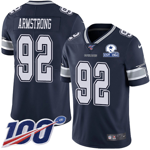 Dallas Cowboys #92 Dorance Armstrong Navy Blue Team Color Men's Stitched With Established In 1960 Patch 100th Season Vapor Untouchable Limited Jer