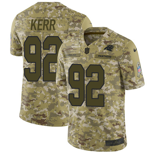 Carolina Panthers #92 Zach Kerr Camo Men's Stitched Limited 2018 Salute To Service Jersey Men's