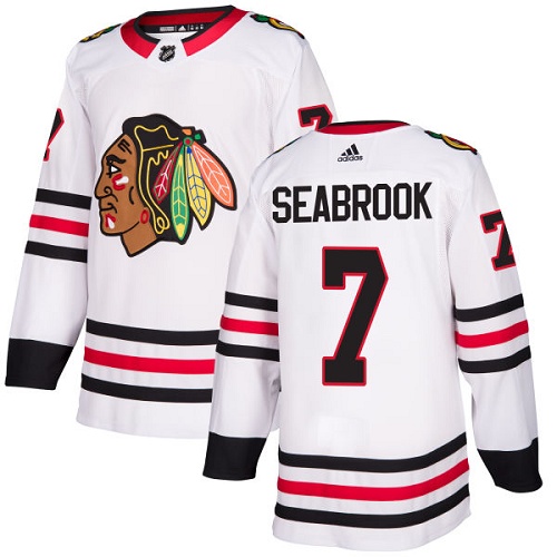 Adidas Chicago Blackhawks #7 Brent Seabrook White Road Authentic Stitched Jersey Men's