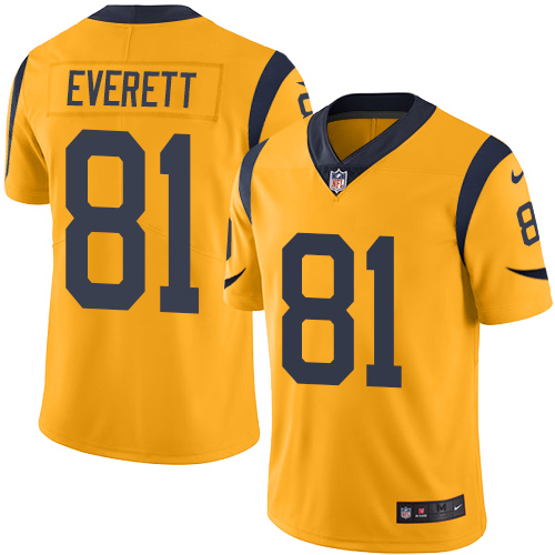 Los Angeles Rams #81 Gerald Everett Gold Youth Stitched Limited Rush Jersey Youth