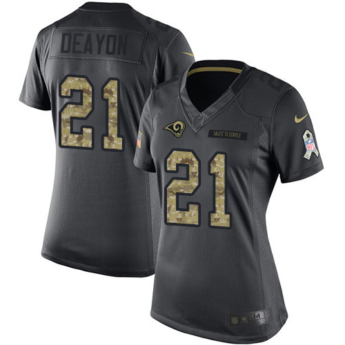 Los Angeles Rams #21 Donte Deayon Black Women's Stitched Limited 2016 Salute to Service Jersey Womens