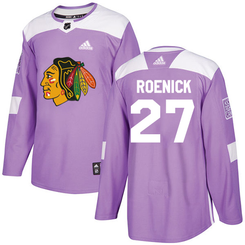 Adidas Chicago Blackhawks #27 Jeremy Roenick Purple Authentic Fights Cancer Stitched Jersey Men's